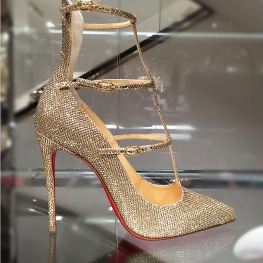 Christian Louboutin Gold Glitter Heels